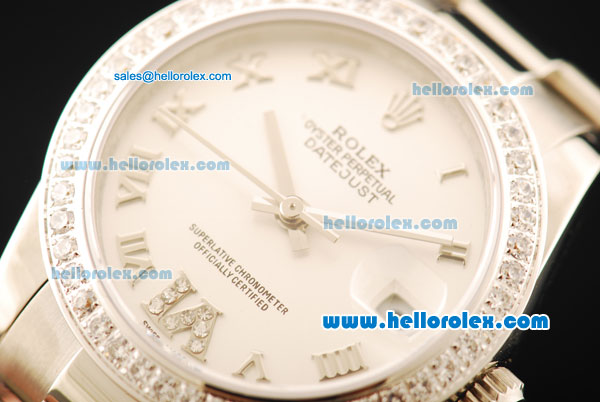 Rolex Datejust Automatic Movement ETA Coating Case with White Dial and Diamond Bezel - Click Image to Close